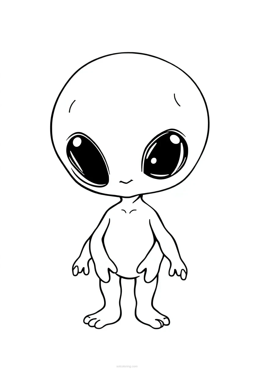 Cute Baby Alien coloring page for kids
