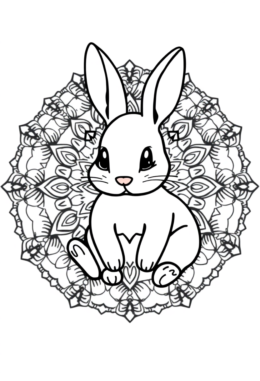Cute Baby Bunny coloring page, free printable