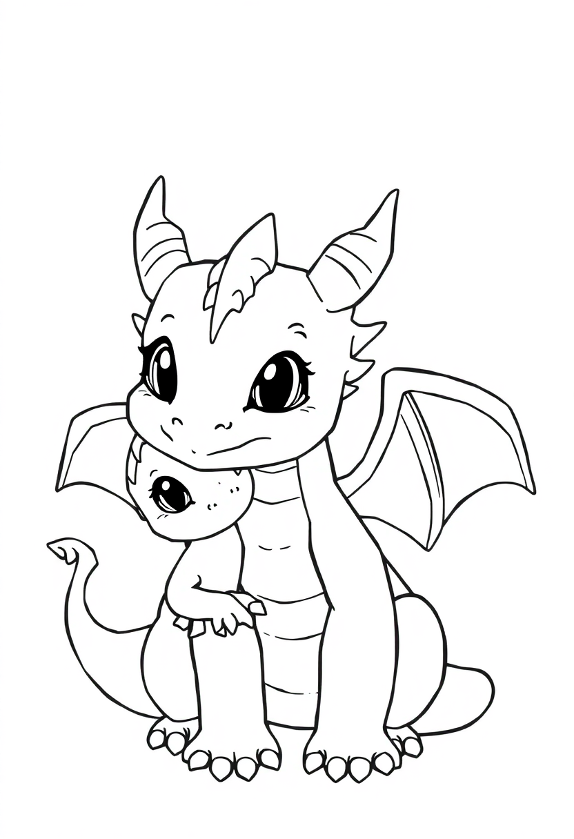 Cute Baby Dragons coloring page, free printable