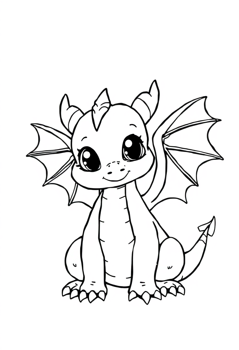 Cute Baby Dragons coloring page, free printable