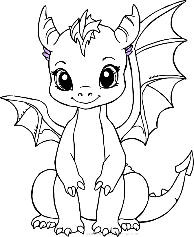Cute Baby Dragons coloring page for kids