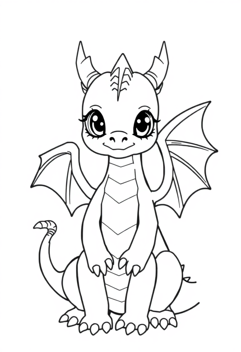 Cute Baby Dragons coloring page, free printable