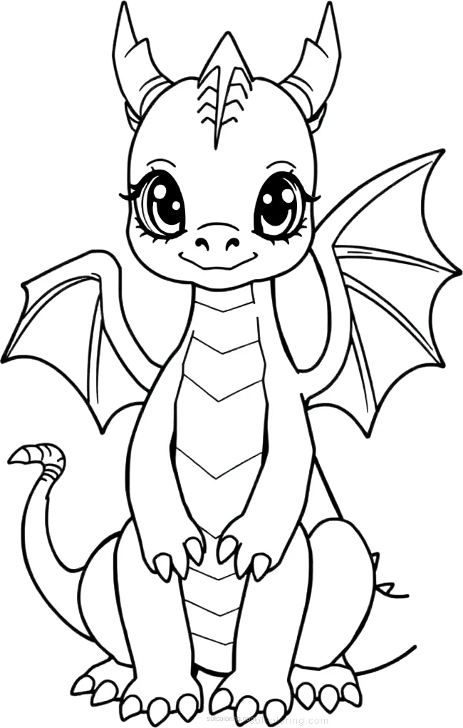 Cute Baby Dragons coloring page for kids