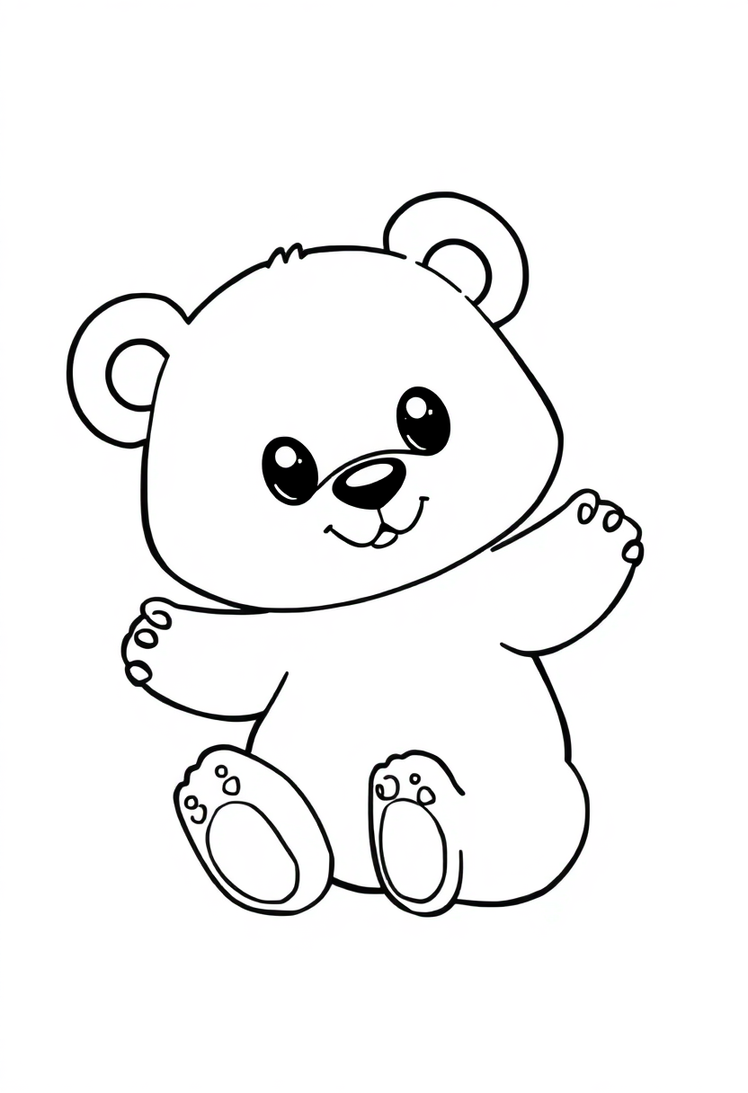 Cute Bear Cub Playing coloring page, free printable