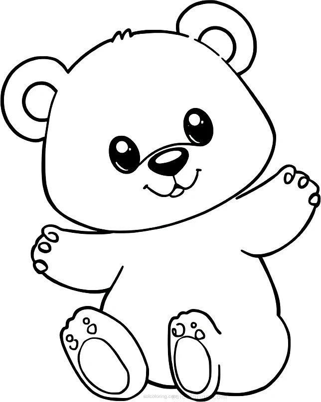 Cute Bear Cub Playing coloring page for kids