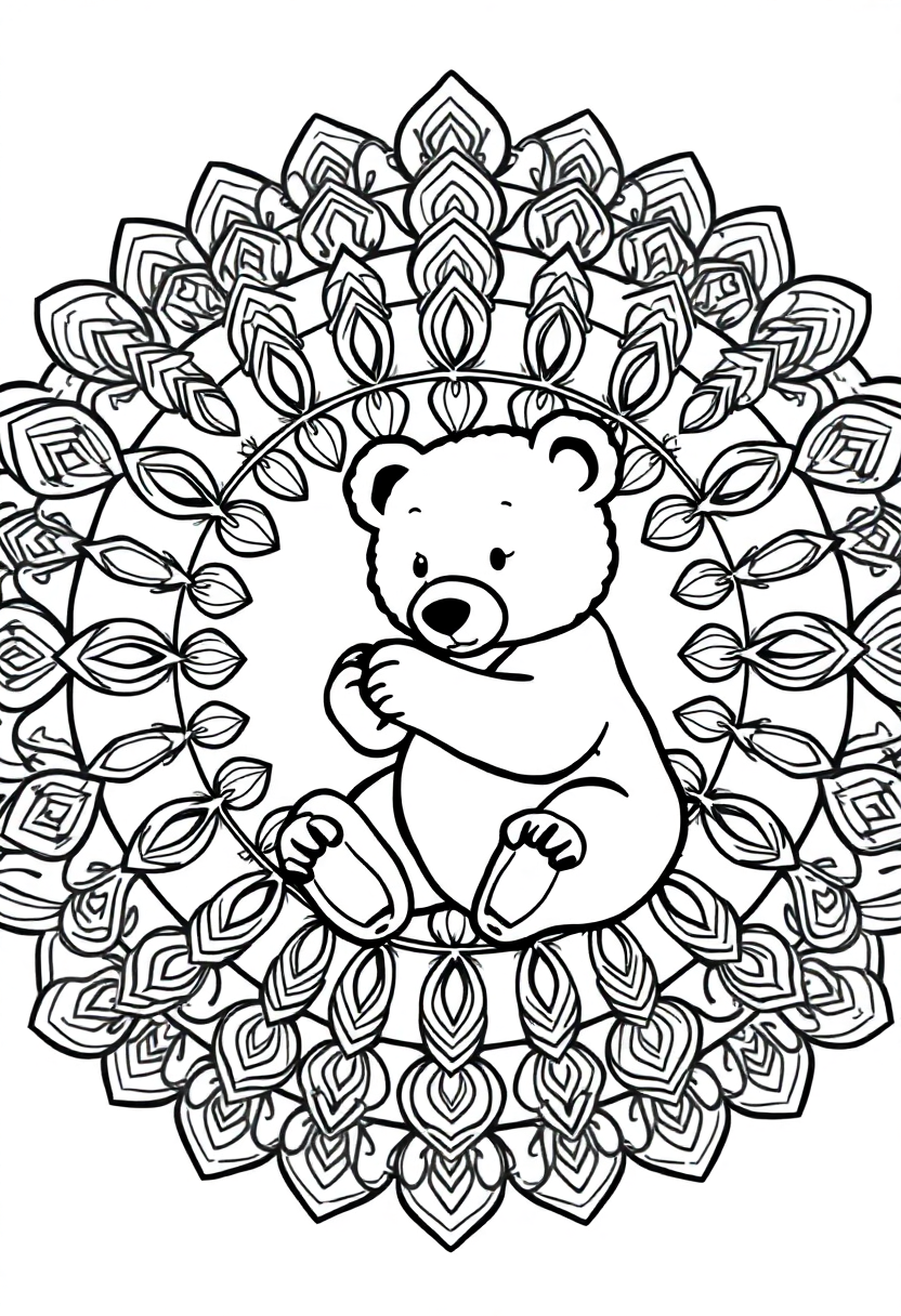 Cute Bear Cub Playing coloring page, free printable