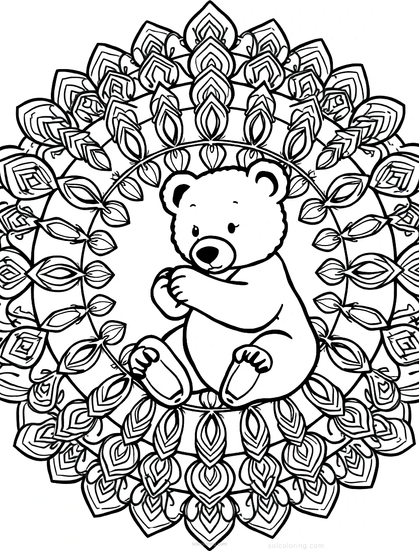 Cute Bear Cub Playing coloring page for kids
