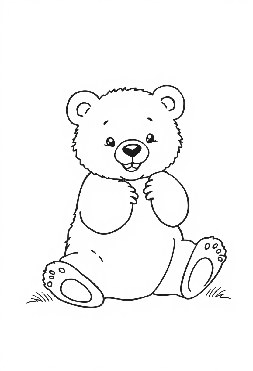 Cute Bear Cub Playing coloring pages