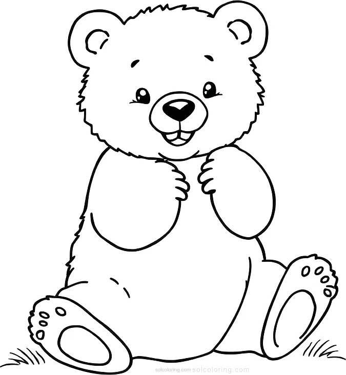 Cute Bear Cub Playing coloring page for kids