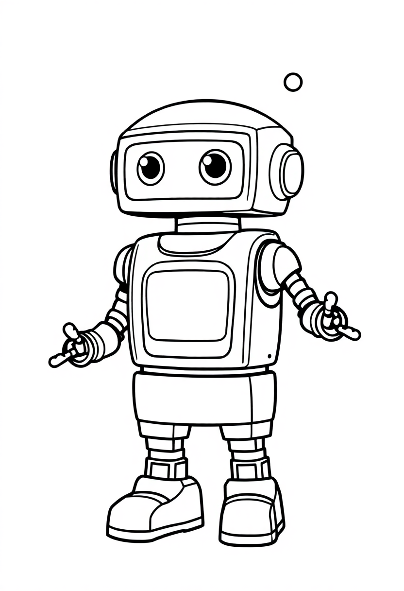 Cute Kitchen Robot coloring page, free printable
