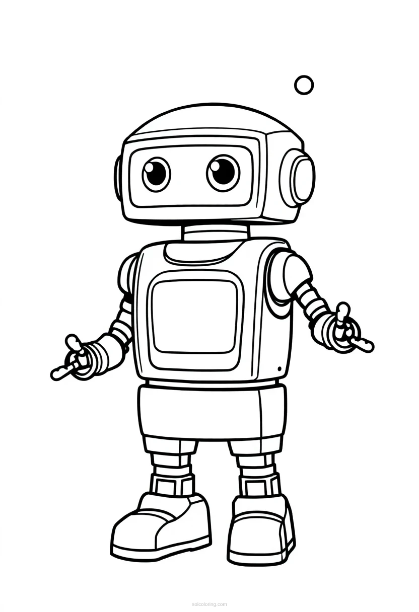 Cute Kitchen Robot coloring page for kids