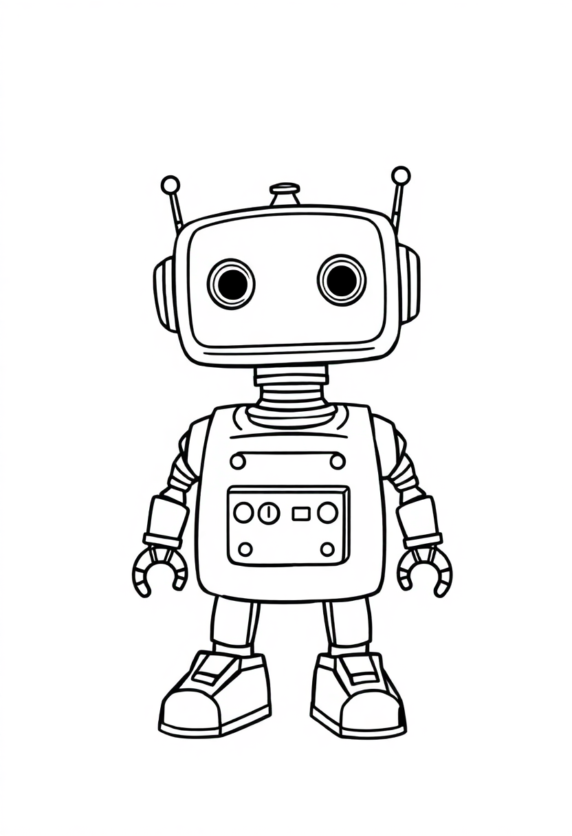 Cute Kitchen Robot coloring page, free printable
