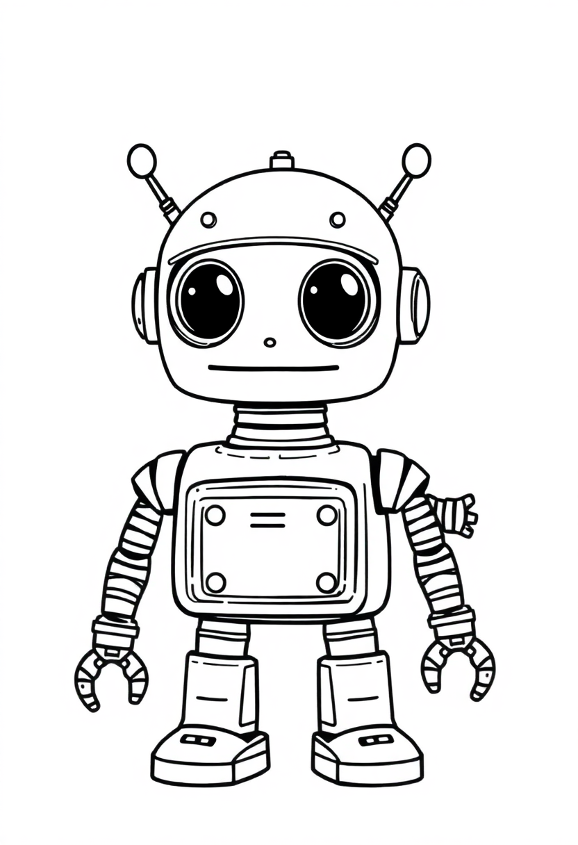 Cute Kitchen Robot coloring page, free printable