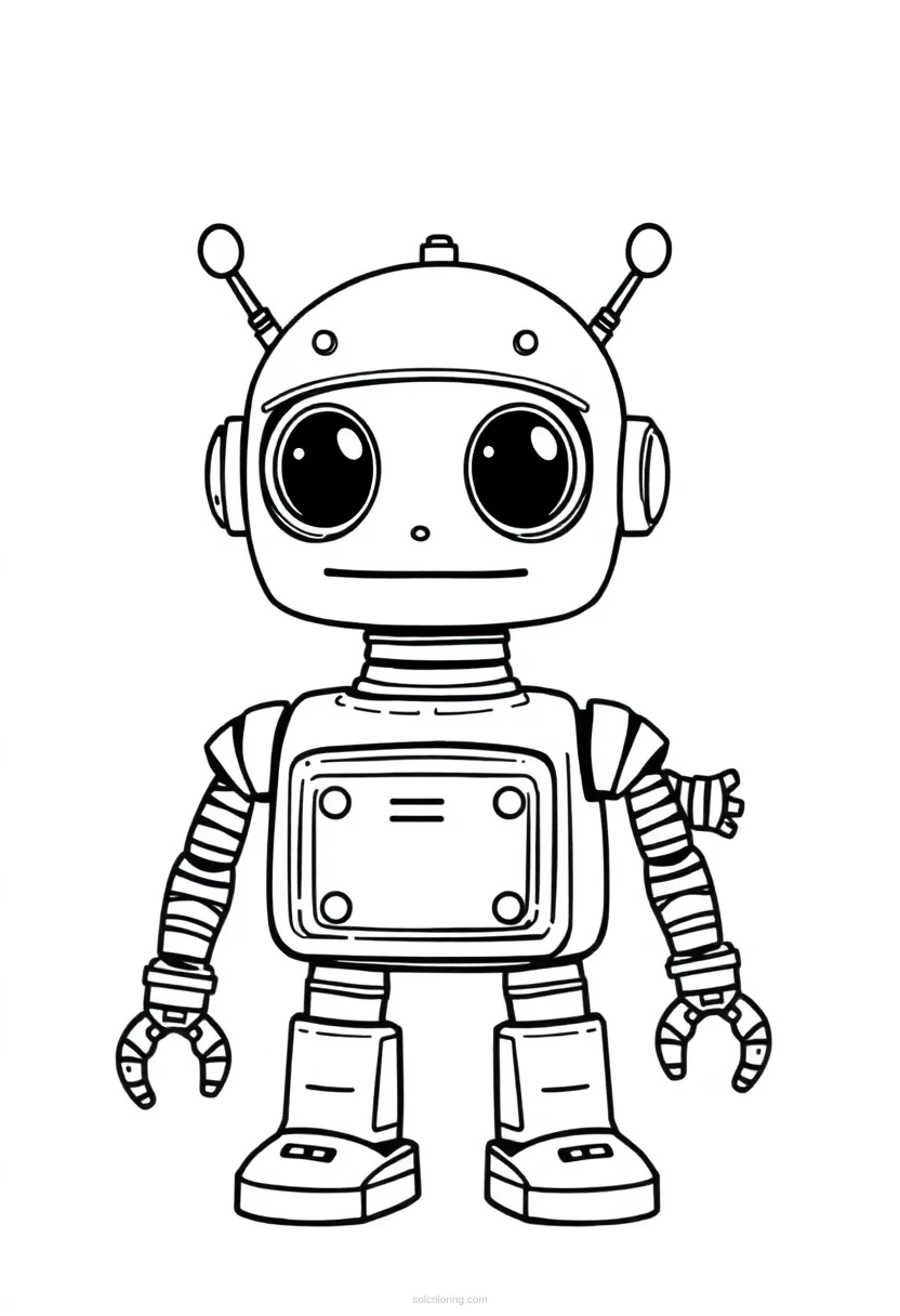 Cute Kitchen Robot coloring page for kids