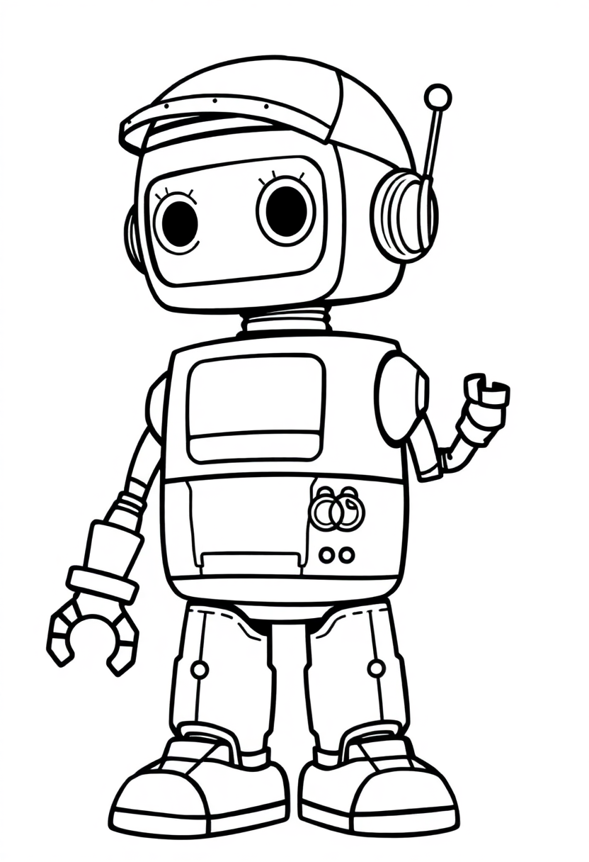 Cute Kitchen Robot coloring page, free printable