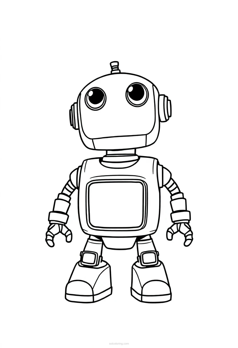 Cute Kitchen Robot coloring page for kids