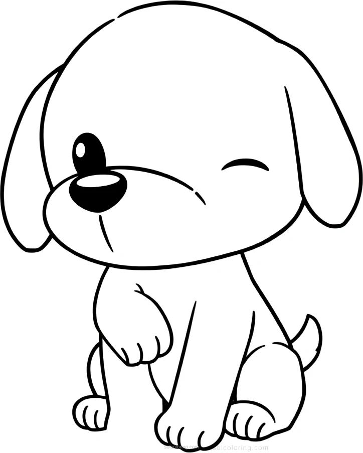 Cute Puppy Playing coloring page for kids
