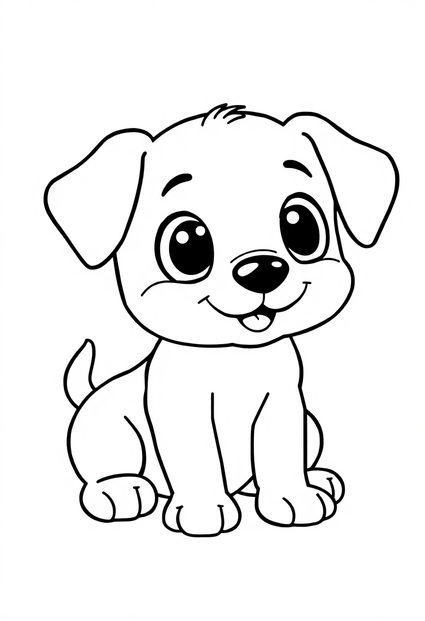 Cute Puppy Playing coloring page, free printable