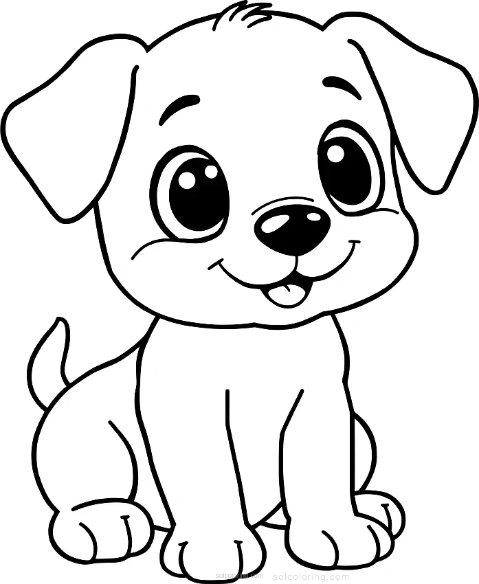 Cute Puppy Playing coloring page for kids