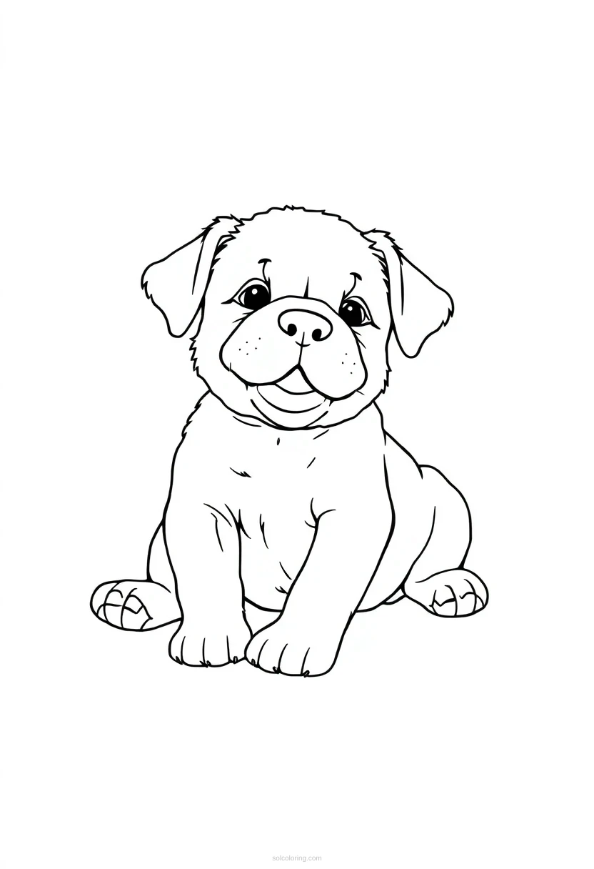 Cute Puppy Playing coloring page for kids