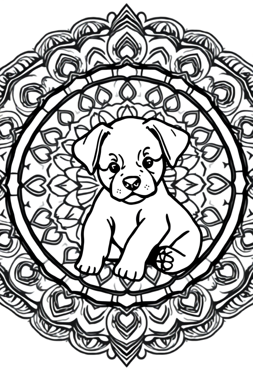 Cute Puppy Playing coloring page, free printable