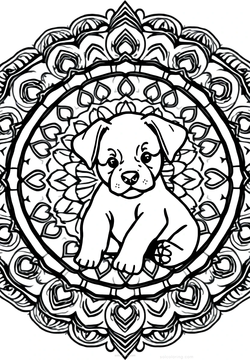Cute Puppy Playing coloring page for kids