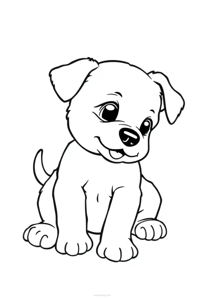 Cute Puppy Playing coloring page for kids