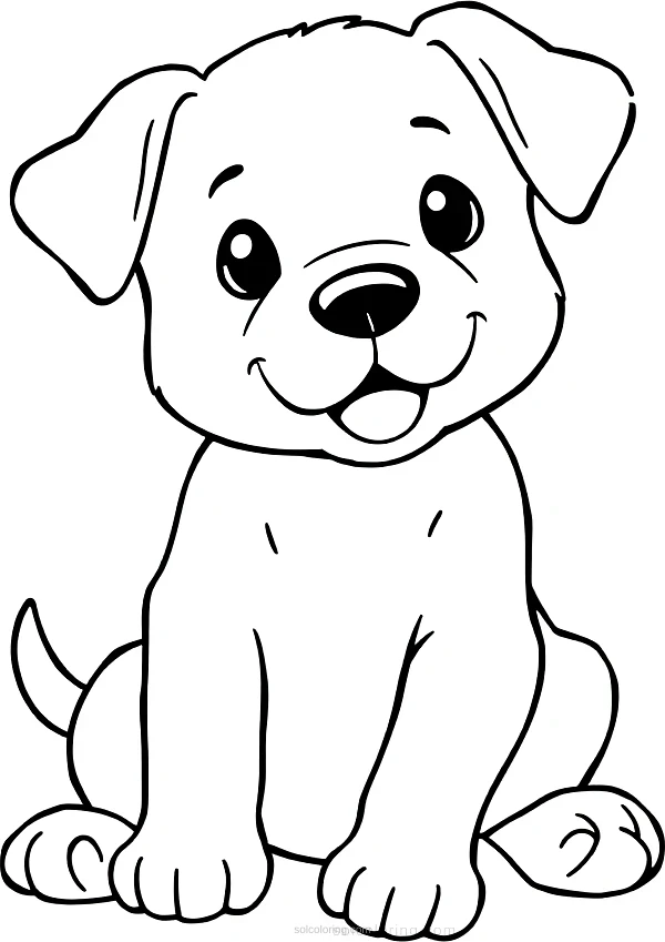 Cute Puppy Playing coloring page for kids