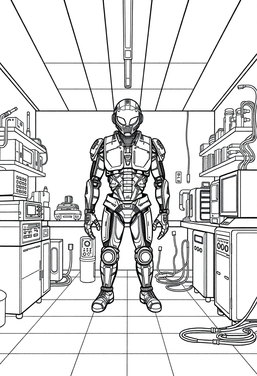 Cybernetic Enhancement Lab coloring page, free printable