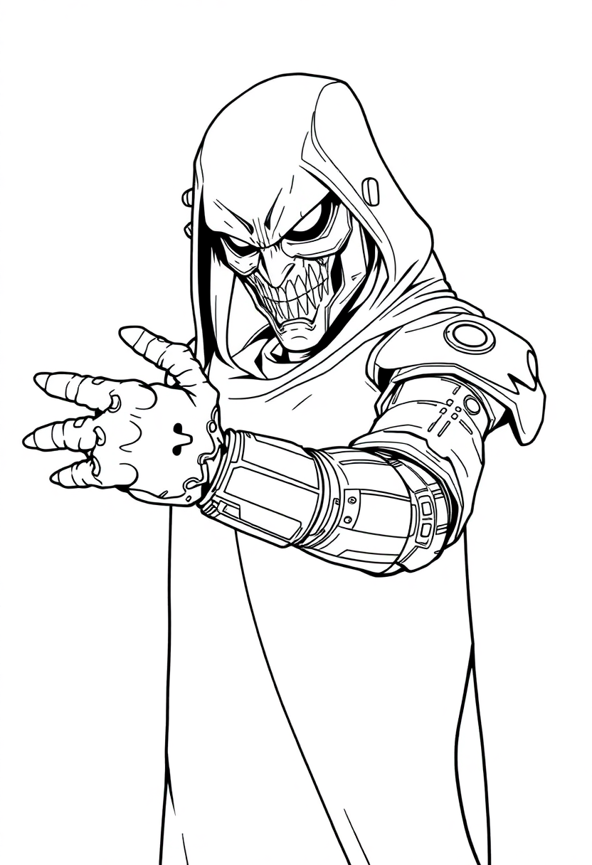 Cybernetic Villain with Metal Arm coloring page, free printable