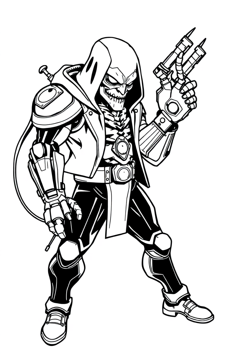 Cybernetic Villain with Metal Arm coloring page, free printable