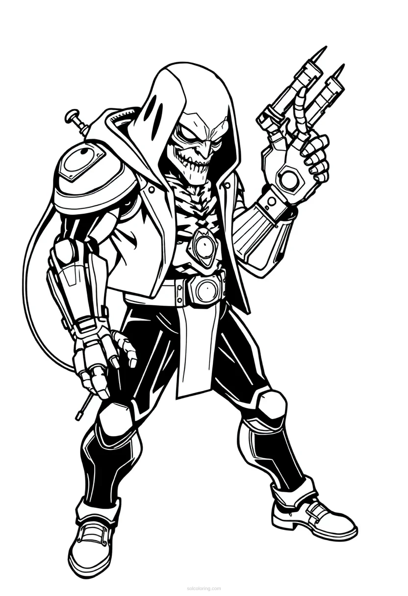 Cybernetic Villain with Metal Arm coloring page for kids
