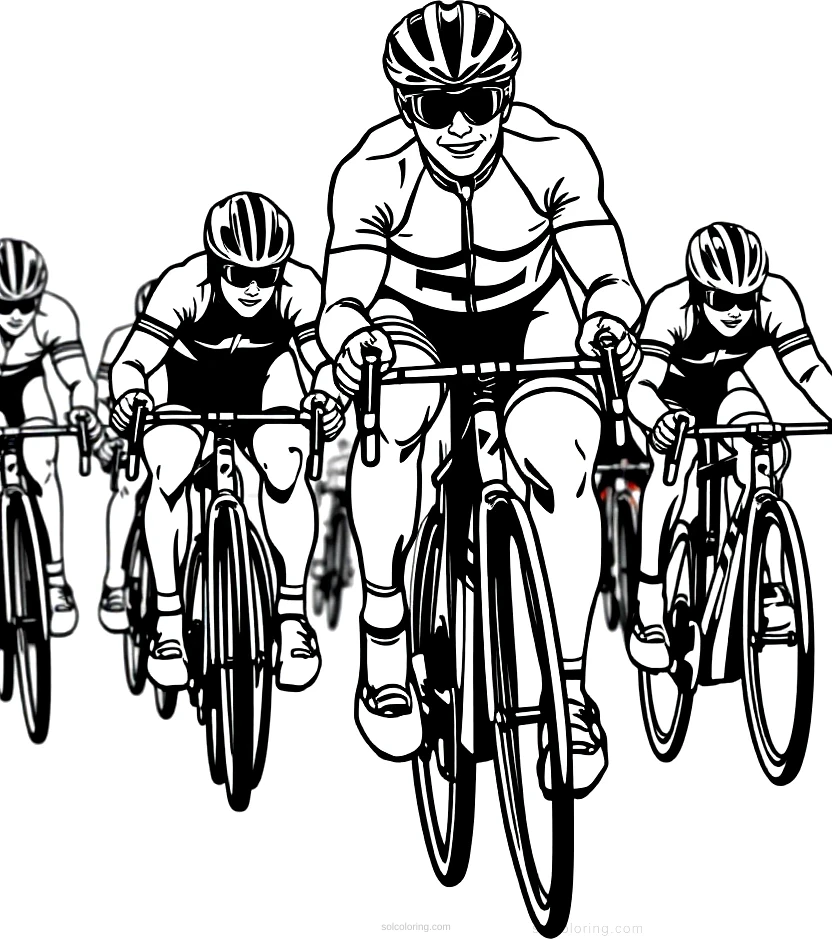 Cycling Champion Racing coloring page for kids