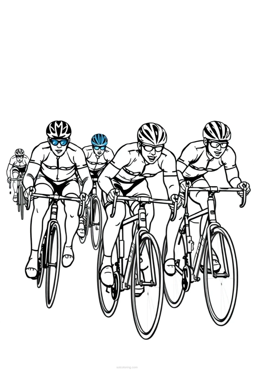 Cycling Race coloring page for kids