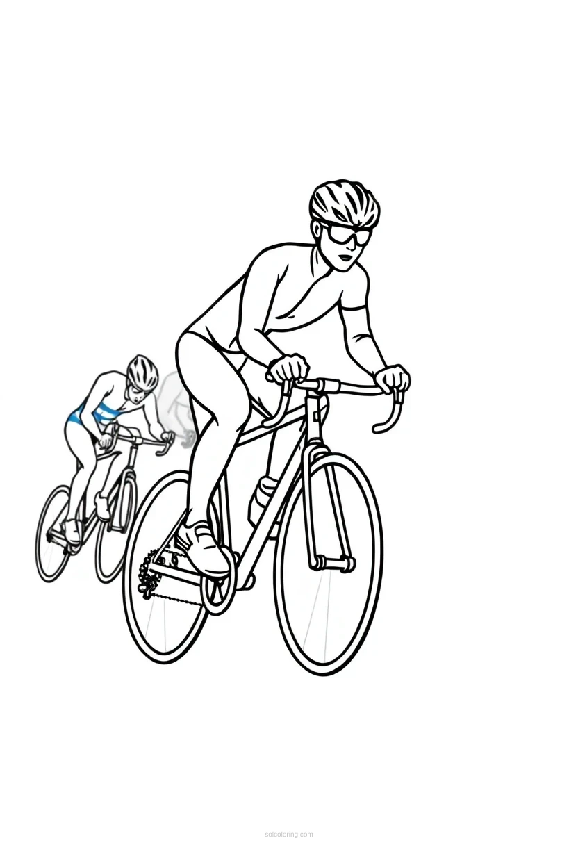 Cycling Race coloring page for kids