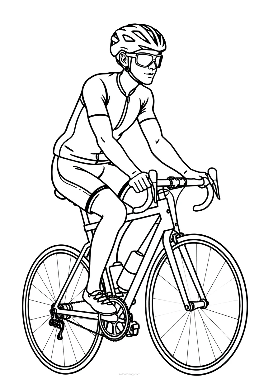 Cyclist coloring page for kids