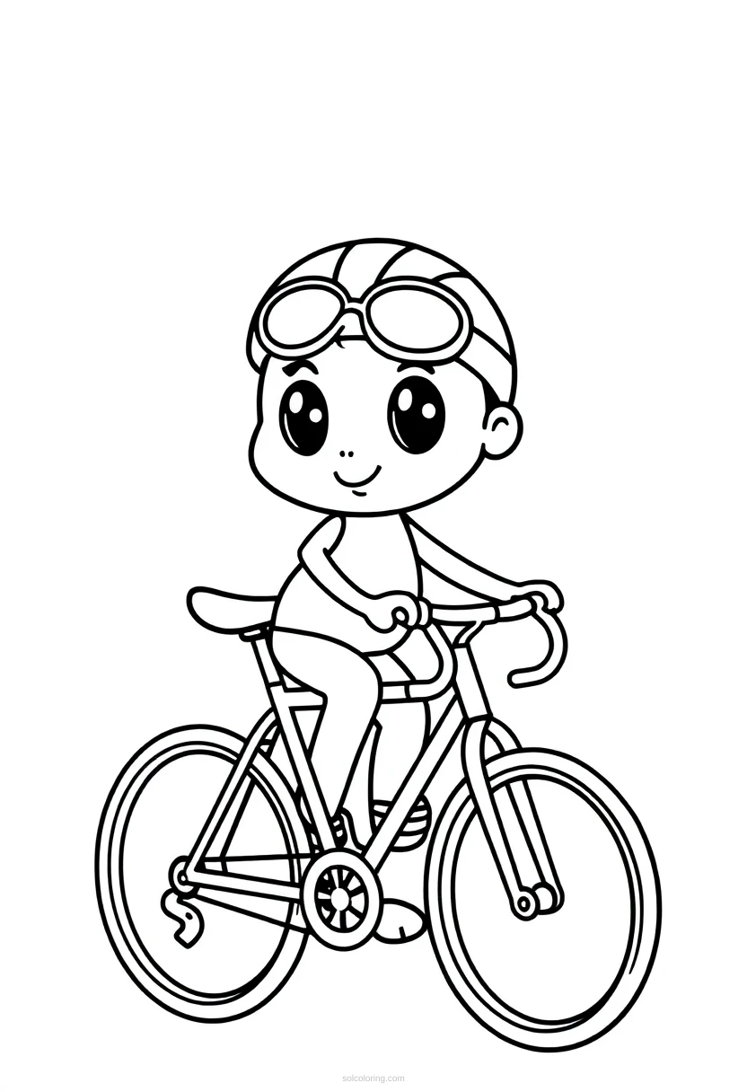 Cyclist coloring page for kids