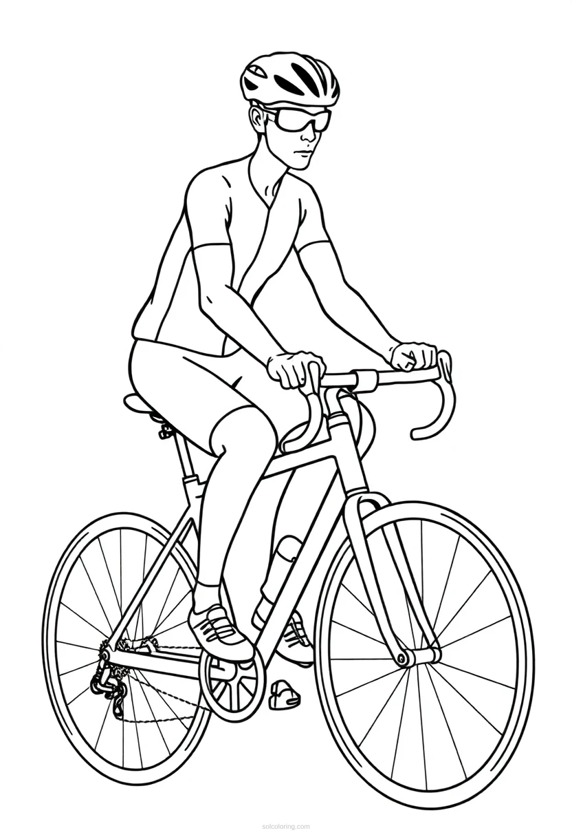 Cyclist coloring page for kids