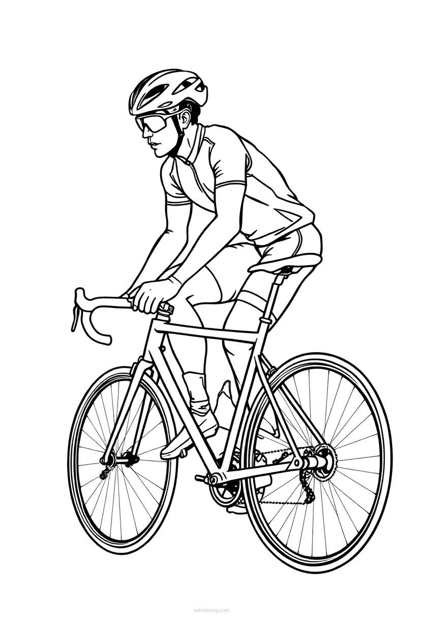 Cyclist coloring page for kids