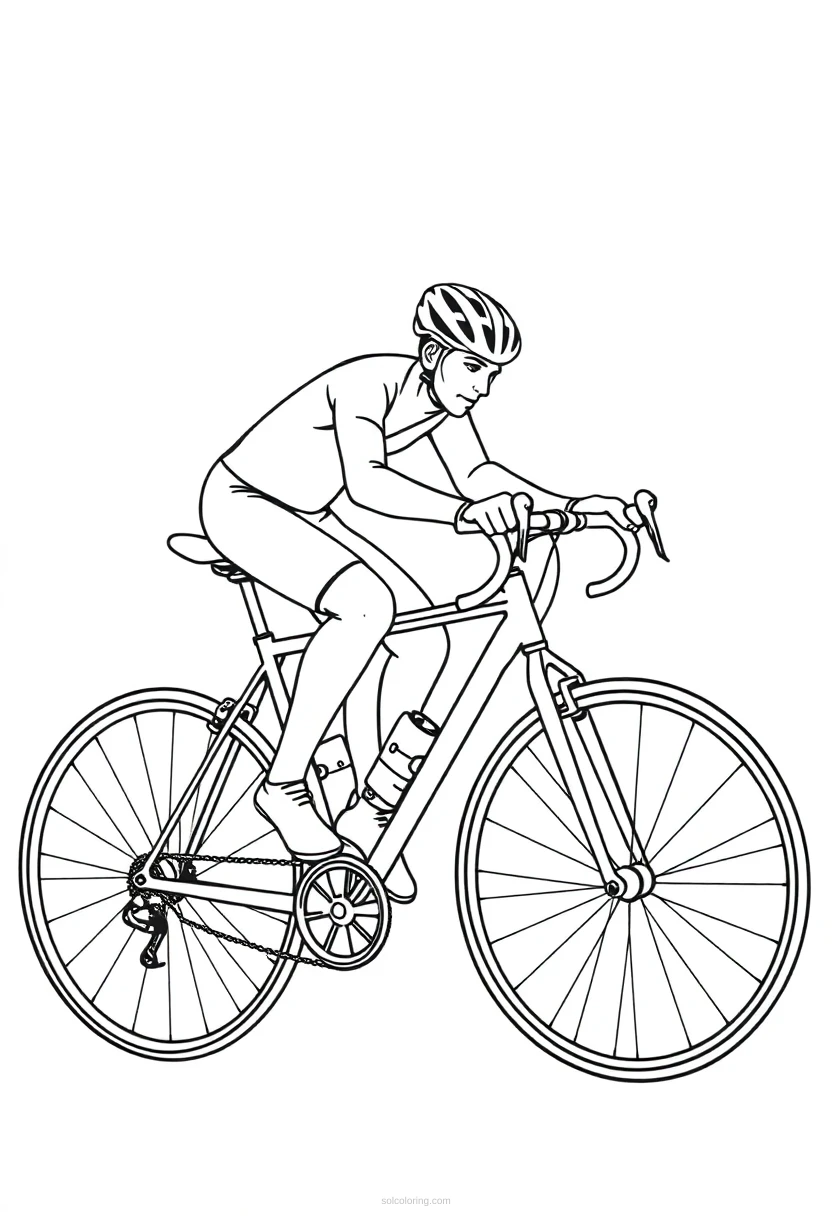 Cyclist coloring page for kids