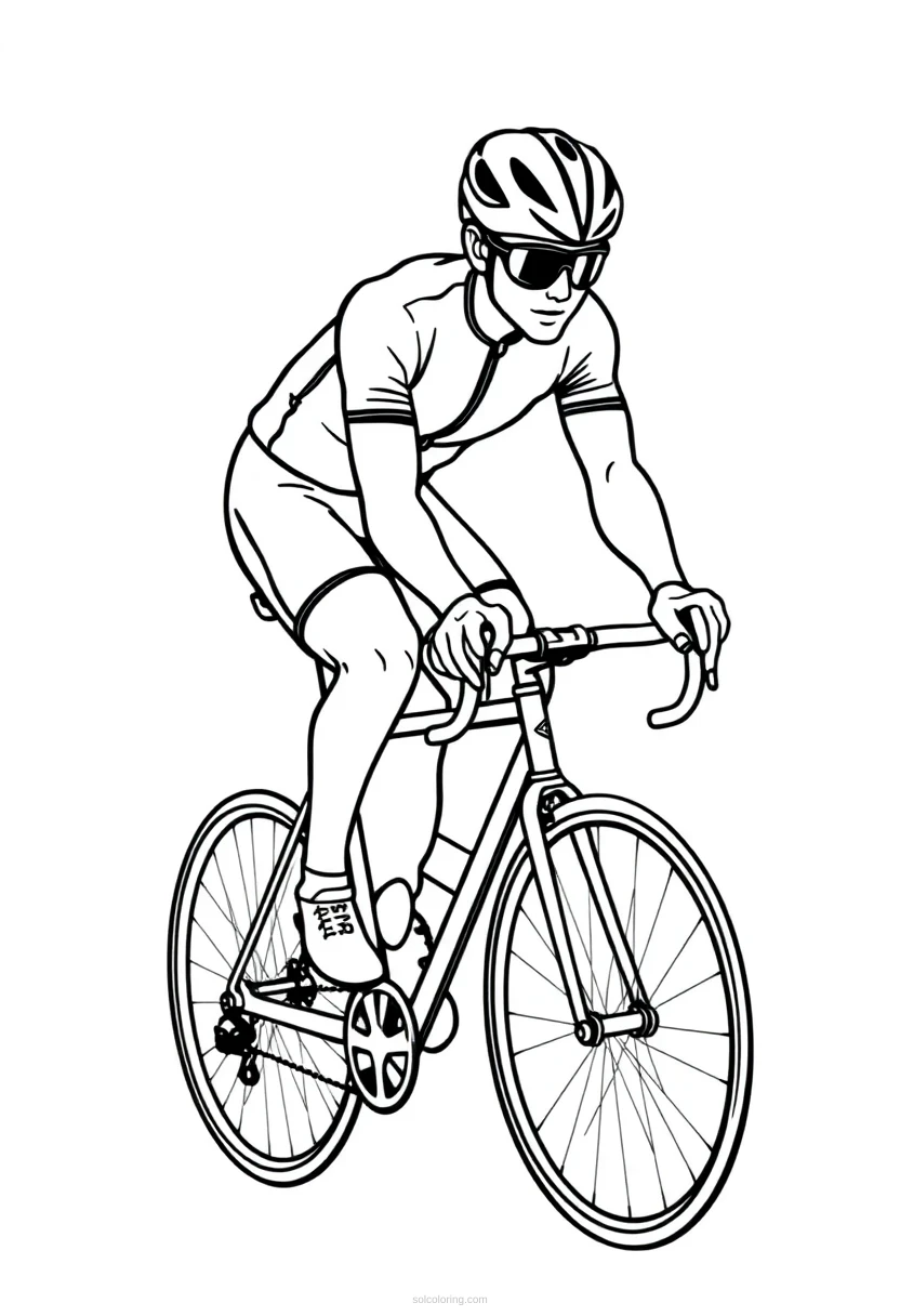 Cyclist coloring page for kids