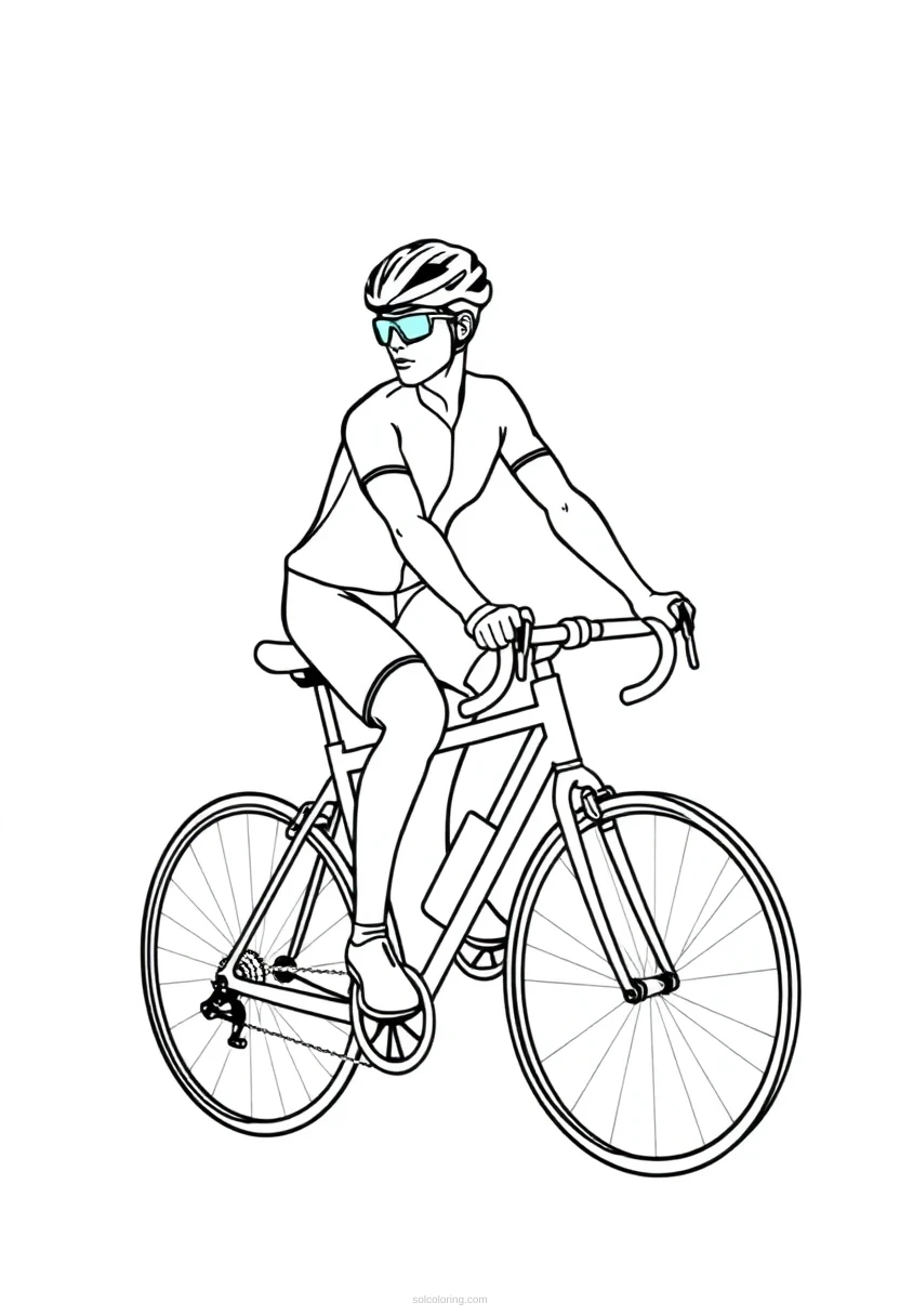 Cyclist coloring page for kids
