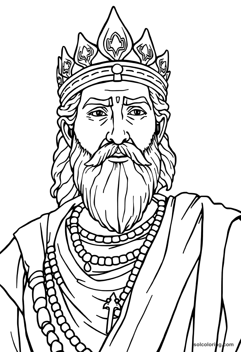 Cyrus the Great of Persia coloring page, free printable detailed style