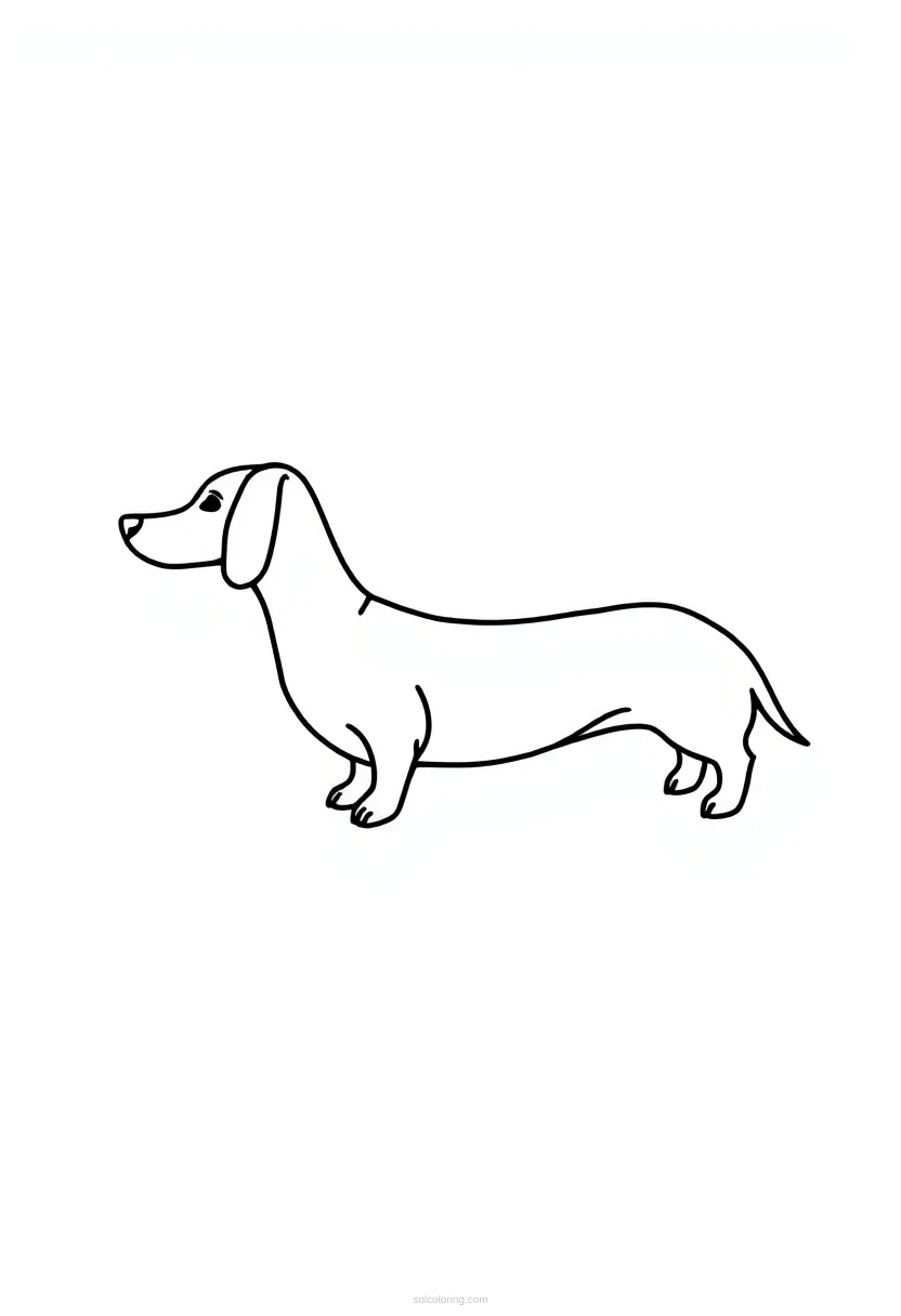 Dachshund Hot Dog Shape coloring page for kids