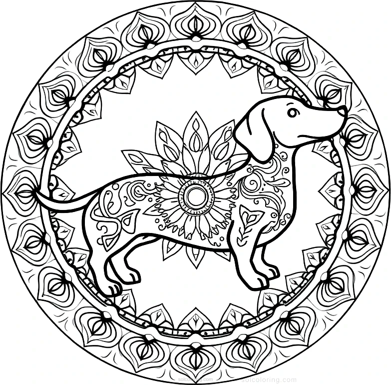 Dachshund Hot Dog Shape coloring page for kids