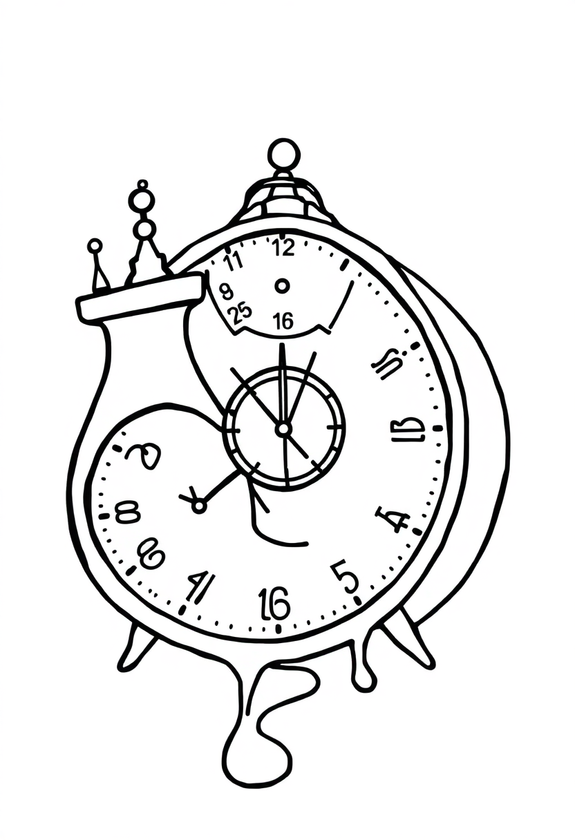 Dali Melting Clocks coloring page, free printable