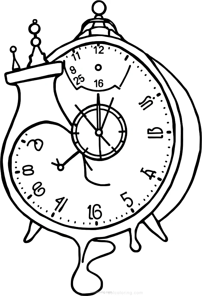 Dali Melting Clocks coloring page for kids
