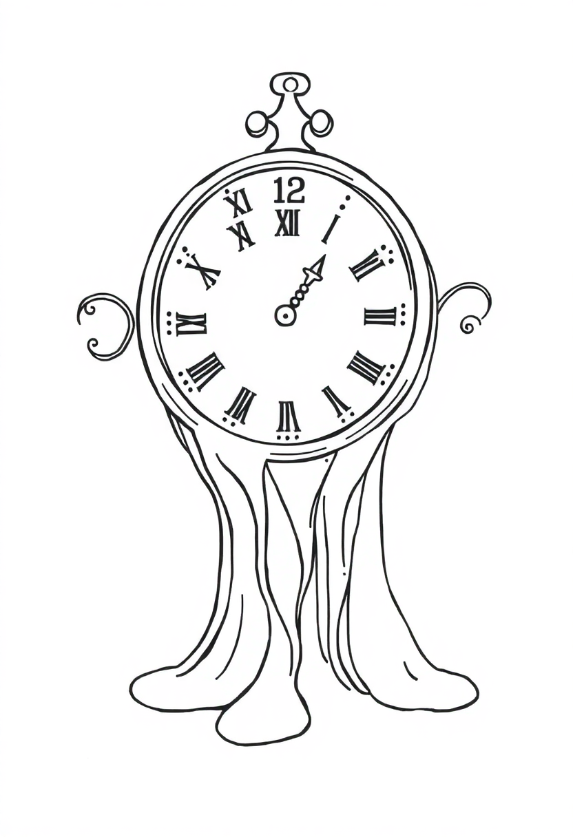 Dali Melting Clocks coloring page, free printable