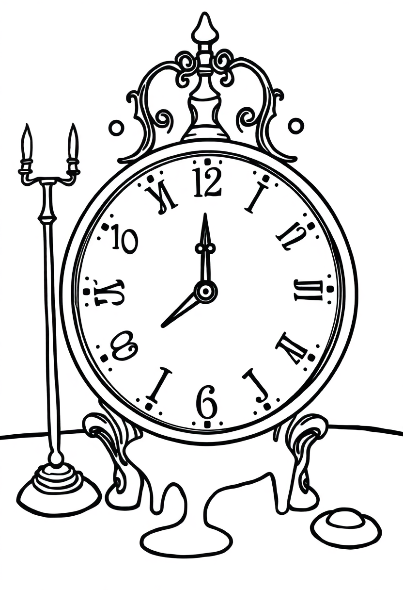 Dali Melting Clocks coloring page, free printable