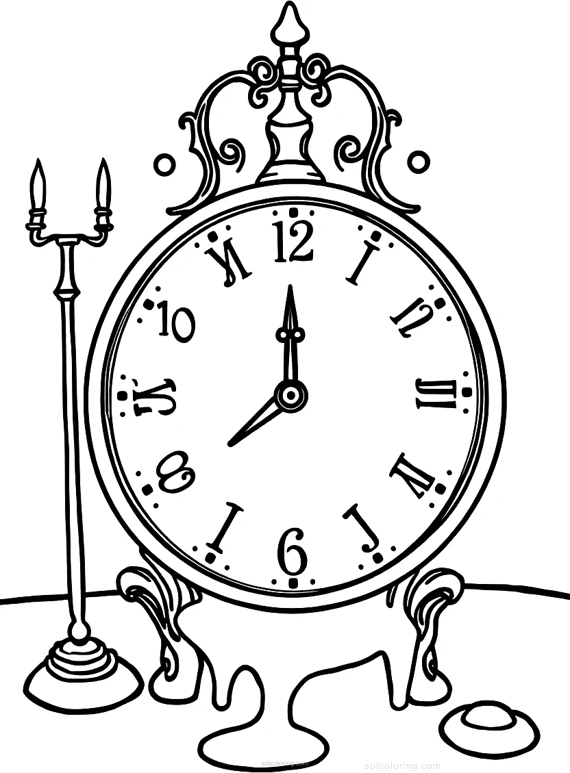 Dali Melting Clocks coloring page for kids